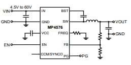 Application Circuit Diagram - Monolithic Power Systems (MPS) MP4576 Synchronous Buck Converters